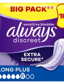Always Discreet Incontinence Pads Long Plus x16